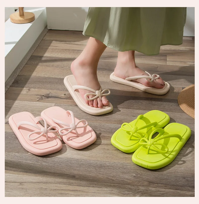 Summer Outdoor Beach Sandal PVC Sublimation Blank Bowknot Flip Flops Summer Thong Slippers House Flip Flops For Women