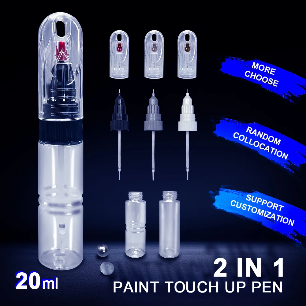 2 In 1 20ml Empty Fillable Paint Touch Up Bottle Pen For Car Scratch Stone Chip