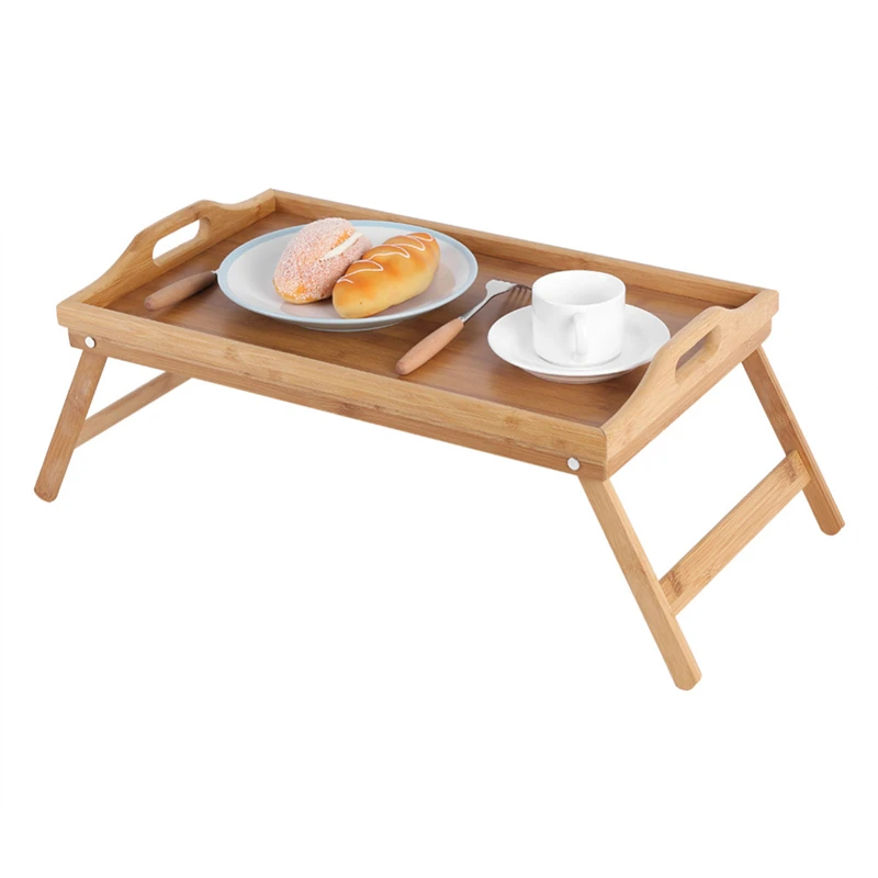 Naturally Bamboo Folding Bed Serving Tray With Legs