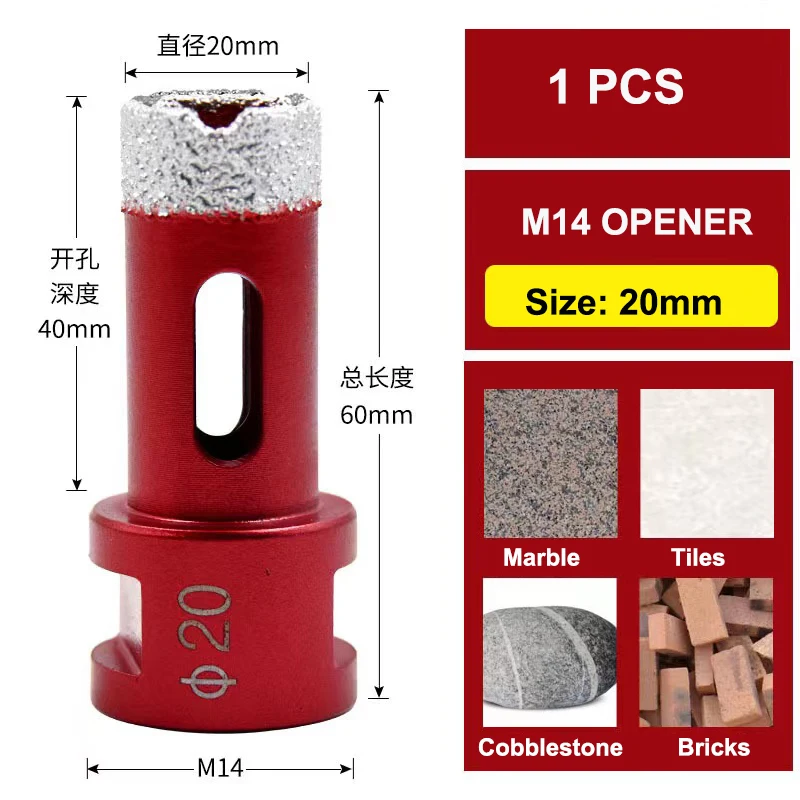 Diamond Core Drill Bits Set for Porcelain Tile Ceramic Marble Granite Hole Saw Set M14 angle grinder hole opener