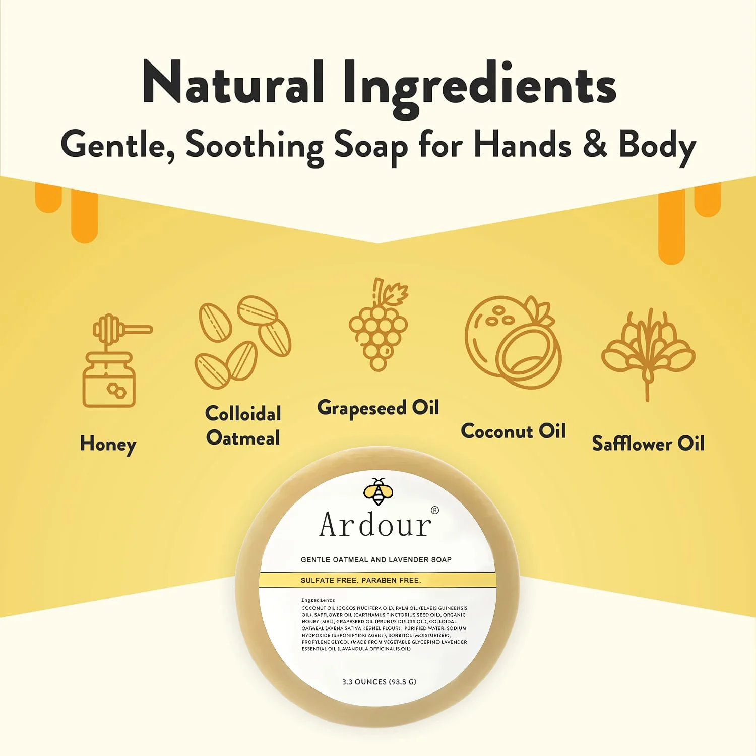 Gentle Oatmeal and Lavender Soap Natural Eczema Body Wash Daily Gentle Soap for Dry Itchy Sensitive Irritable Skin