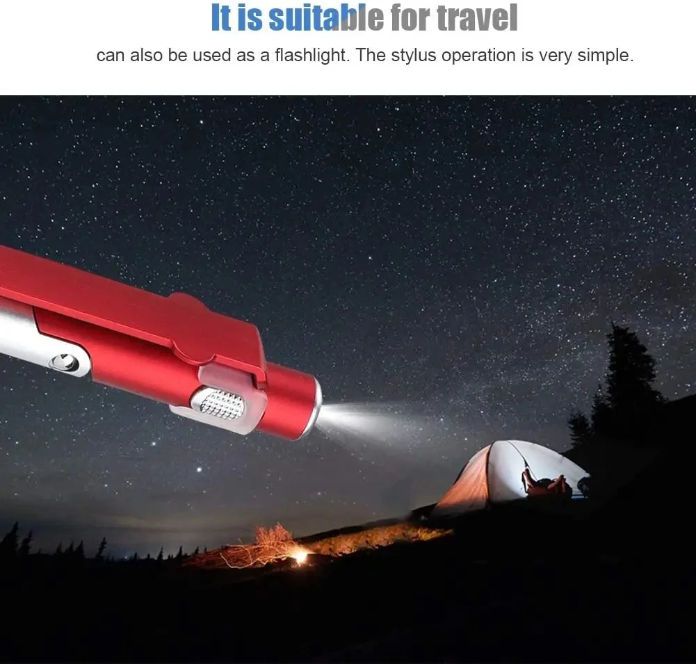 New Design 4 In 1 Multi-function Folding Pengertian Light Pen Phone Bracket Led Light Stylus Touch Pen Ballpoint Pen