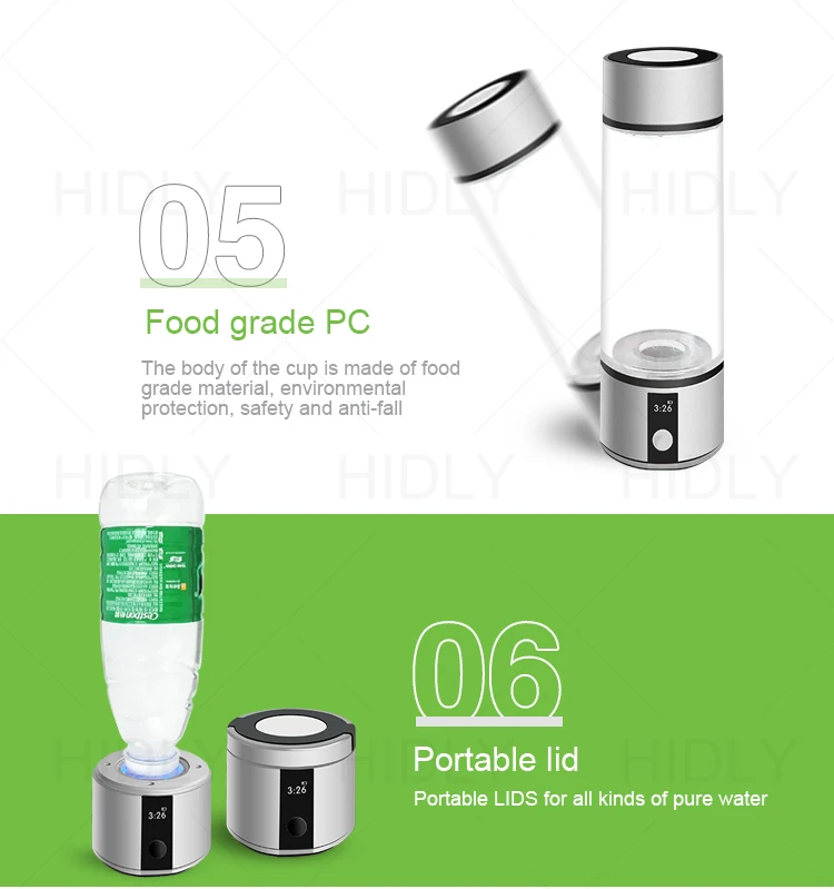 Portable 225ml 10min 3000ppb H2 Hydrogen-rich Water Cup Hydrogen Rich Bottle Generator