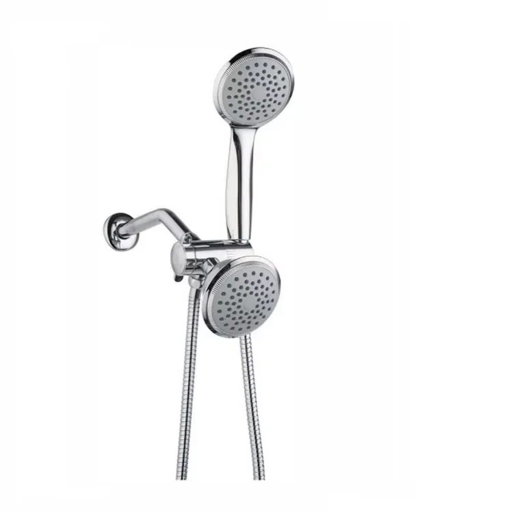 factoryhot selling Chrome ABS 2 in 1 dual shower faucet bathroom shower set with single function hand shower