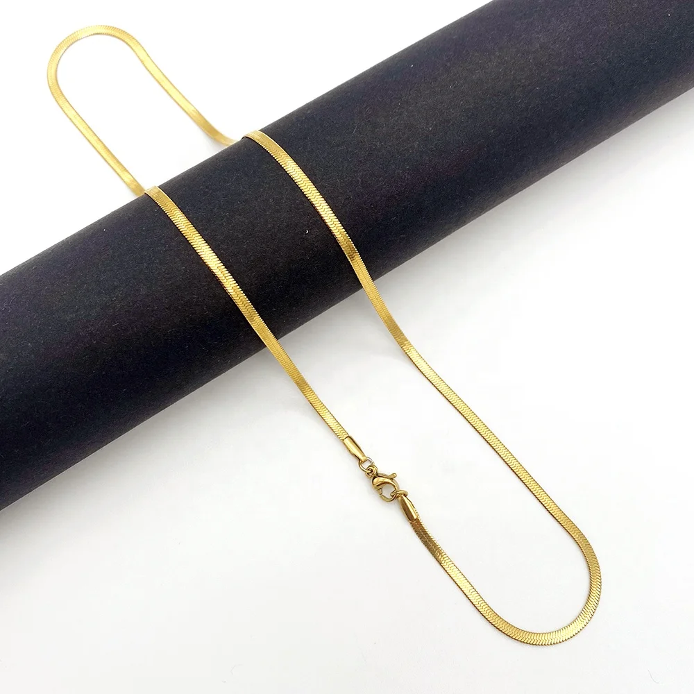 Оптовая продажа из нержавеющей стали змея цепи для женщин ожерелье 18k позолоченные цепочки с узором «елочка» золотая цепочка изготовления ювелирных