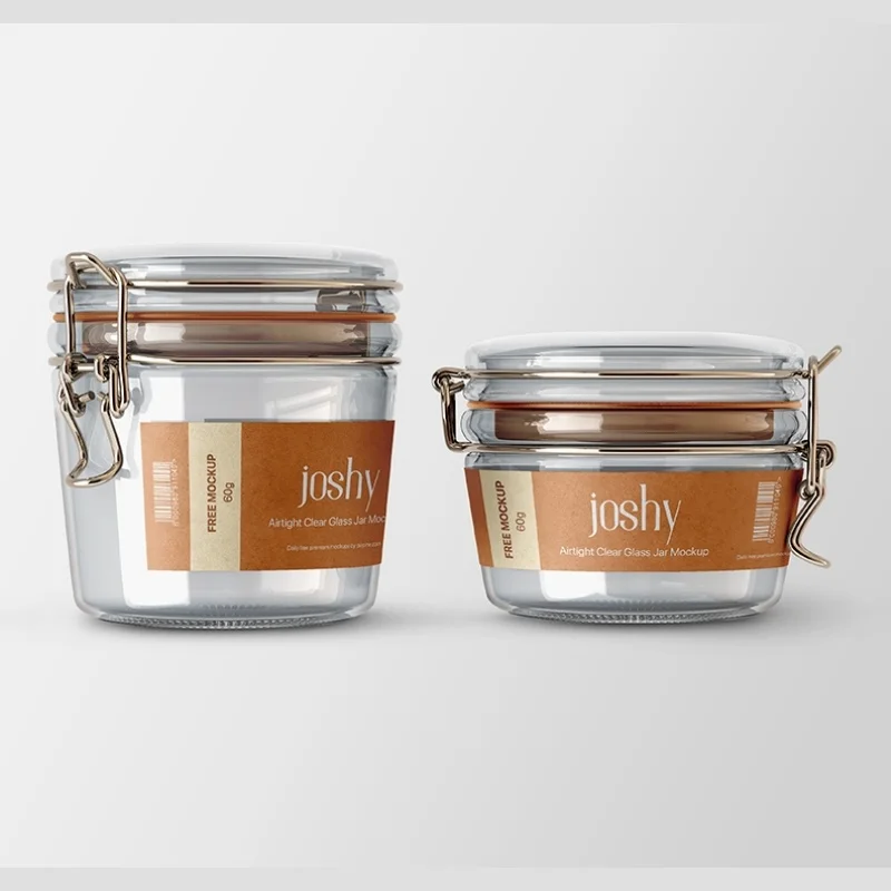 Mini Clear Kitchen Storage Glass Spice Jar Container with Clip Lids Wide Mouth 100ml 200ml 280ml Flip Lid Glass Candy Jam Jar