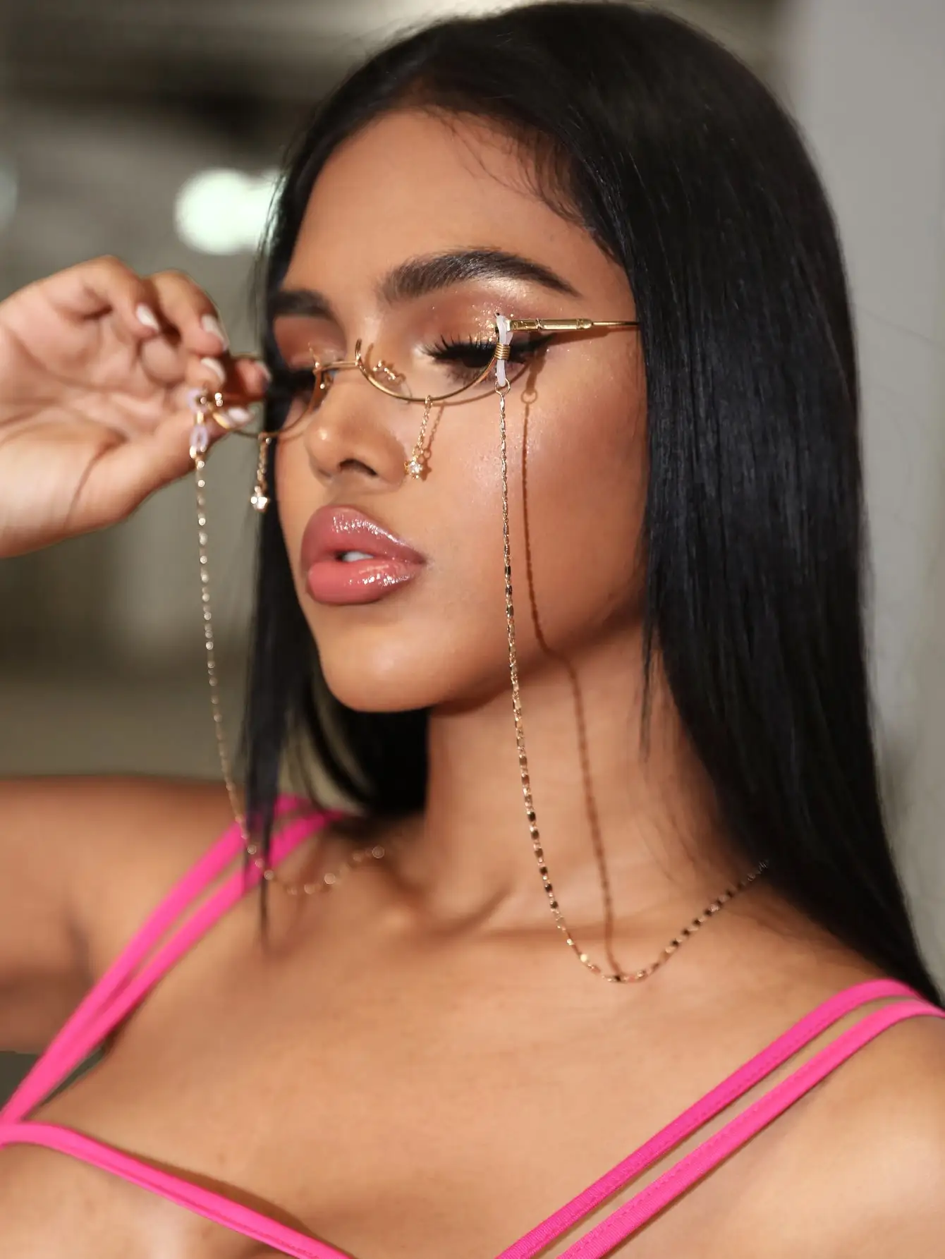  Simple And Versatile Metal Chain Hanging Neck Glasses Women Mens Eyewear Accessories Eyeglass