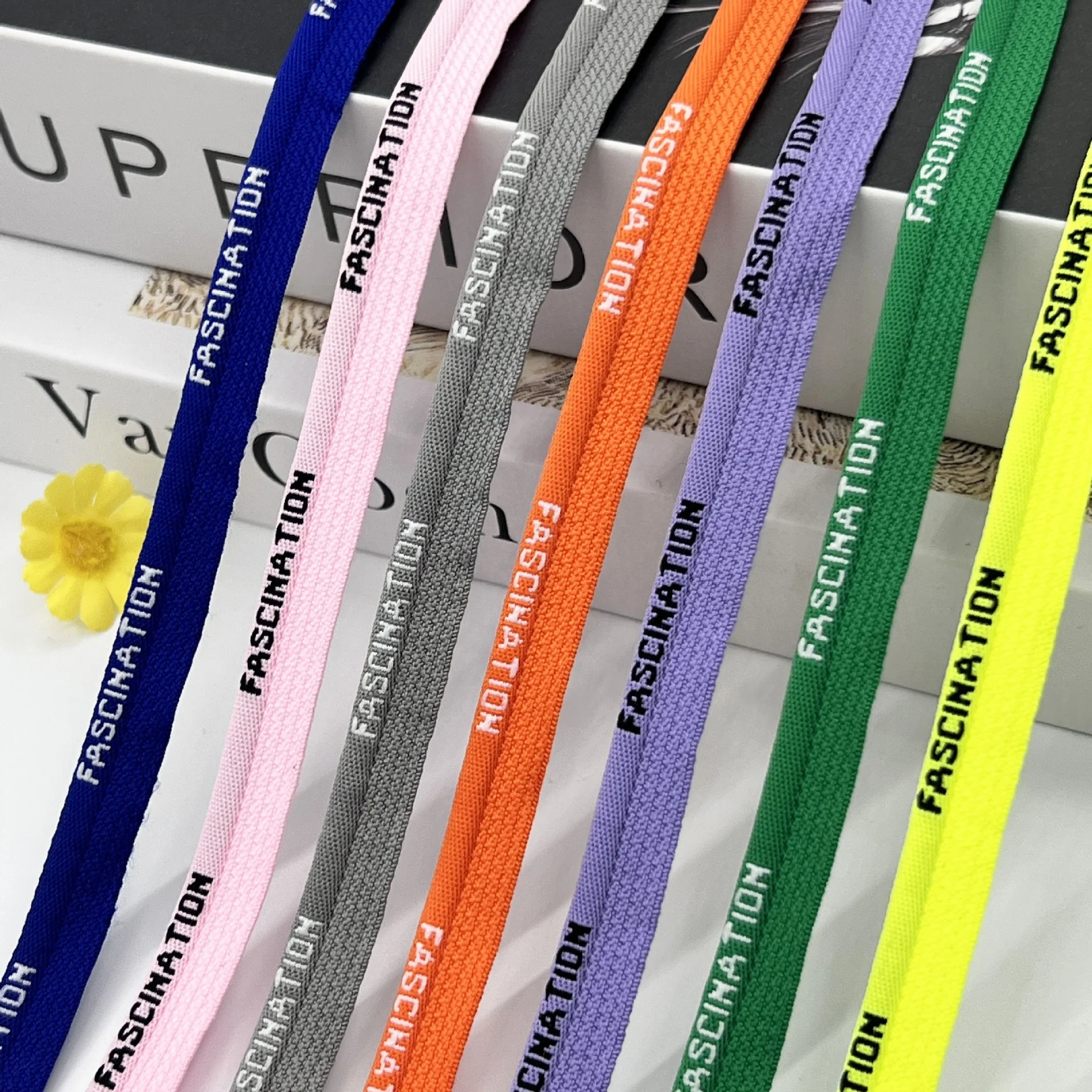 1cm Webbing Strap Supplier Custom Letter Logo Colorful Jacquard Dacron Pattern Woven Tapes for Shoelaces
