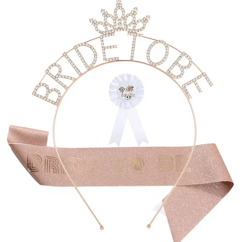 High Quality Wholesale Lotus Headband Rhinestone  Bride To Be Sash New Design Party Supplies