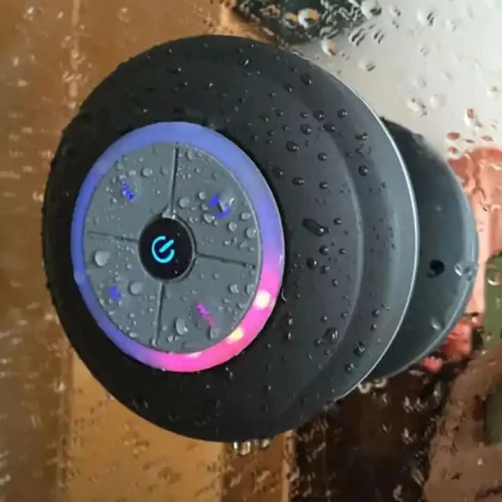 Waterproof Mini Portable Wireless Blue tooth Speaker with LED Light Suction Base for Bathroom Music Hand free Phone Call Gift