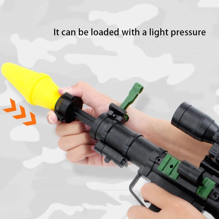 Kids interactive outdoor toys pretend military rocket launcher soft bullet gun with lights and sounds