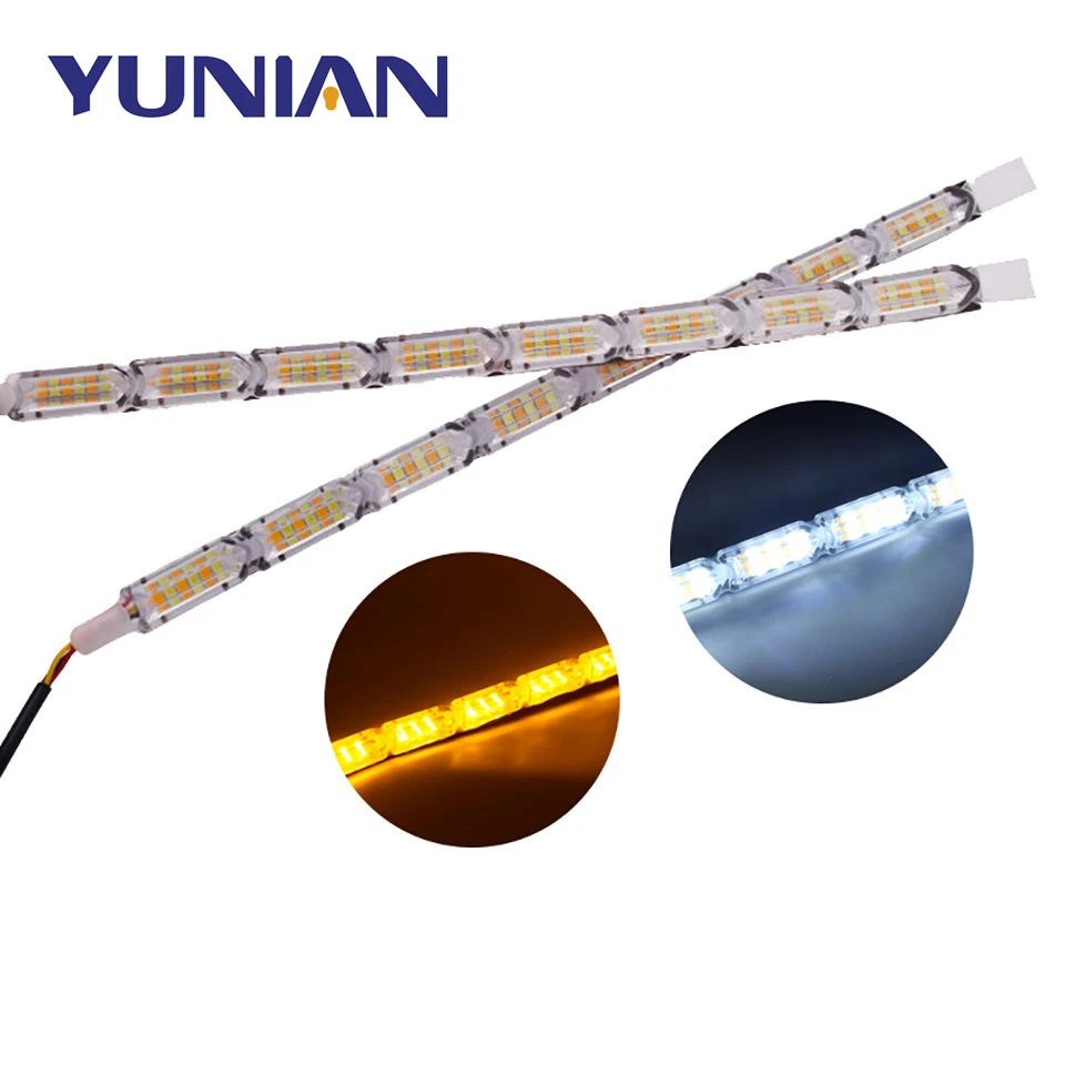 New Tuning Flexible LED Daytime Running Lights Switchback Turn Signal White Yellow Blue Lamp DRL For Headlight Auto Parts