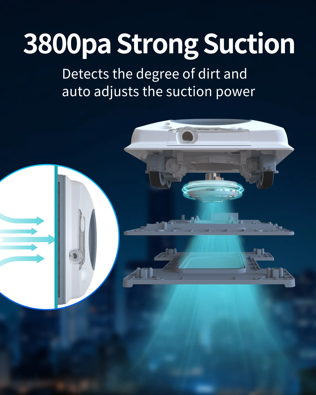 Square Window Washing Robot Automatic Window Cleaning Robot Anti-falling Glass Vacuum Cleaner Support APP Control Indoor/Outdoor