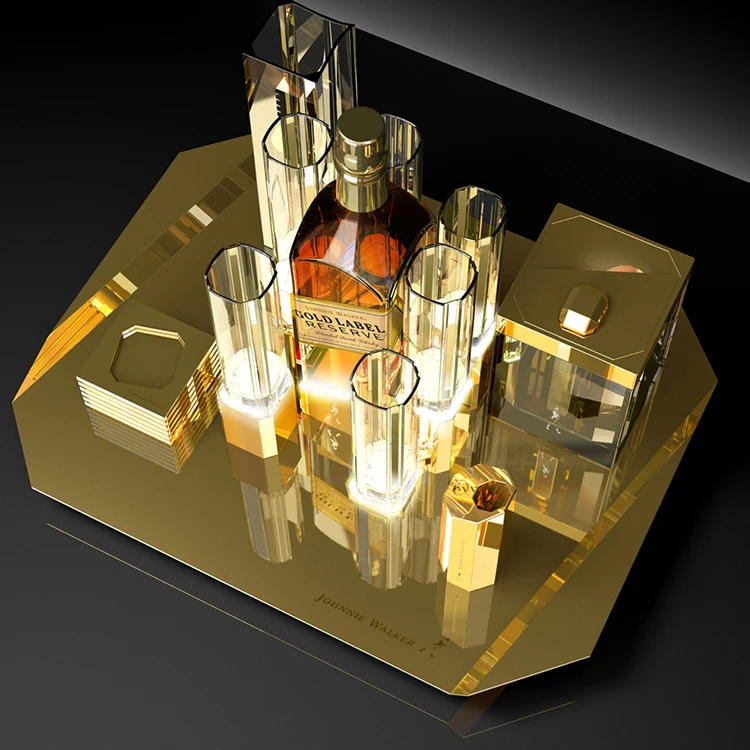 Fashionable Acrylic Plastic Led Light Bottle Holder Bar Wine Bottle Store Display