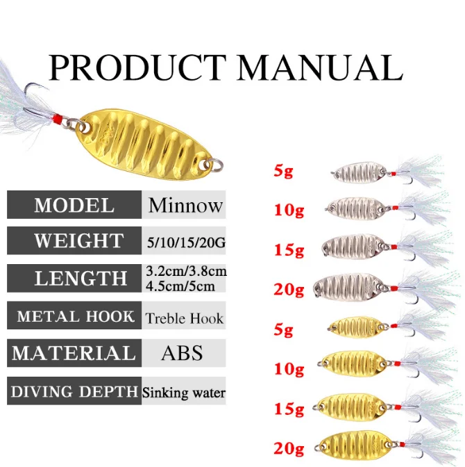 G83 5g 10g 15g 20g freshwater far casting glitter metal fishing lures