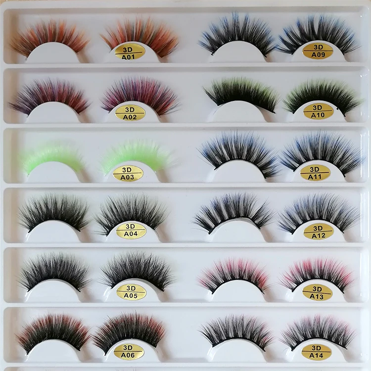 Muting Wholesale Private Label Colorful Eyelashes Box Manufacturer 3D Real Mink Lashes Color