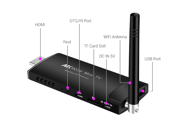 Premium Android TV Stick for 4K HD Streaming 5.1/7.1 OS Bluetooth 2G+16G Memory Compatible with Any Screen & WiFi
