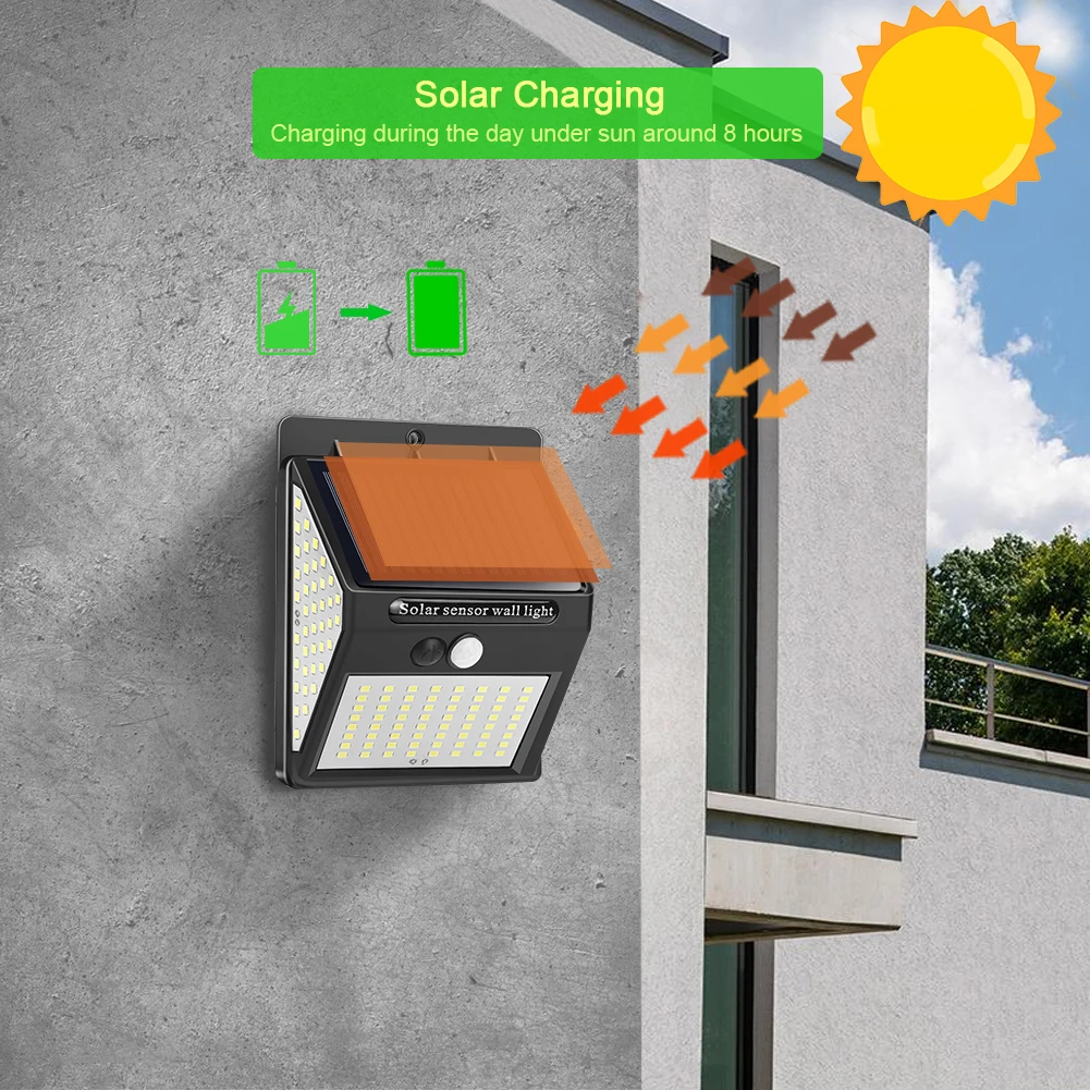 New Waterproof 140 LED Solar Panel Power PIR Motion Sensor Solar Garden Lights Outdoor solar security wall light