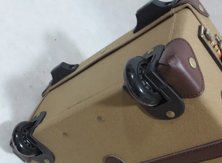 New design canvas material vintage style rolling luggage set bagage trolley luggage case