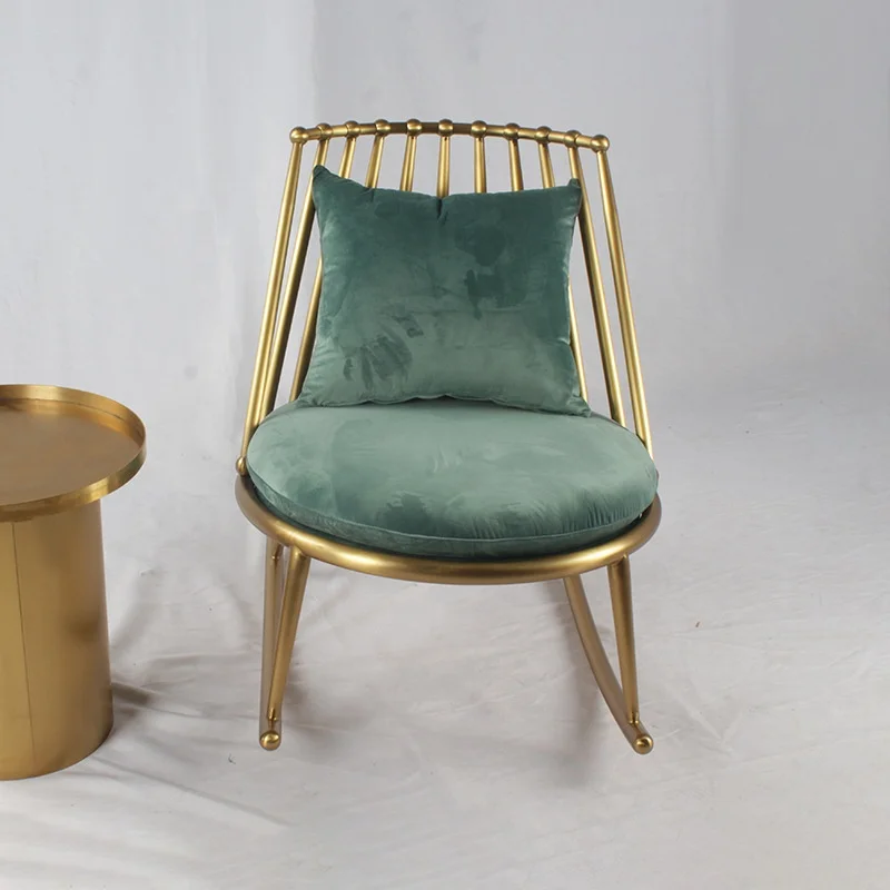 Modern Comfortable Hotel Green Velvet Lounge Rocking Chair Promotional for Living Dining Hall Villa Living Room Sofa Corner Use