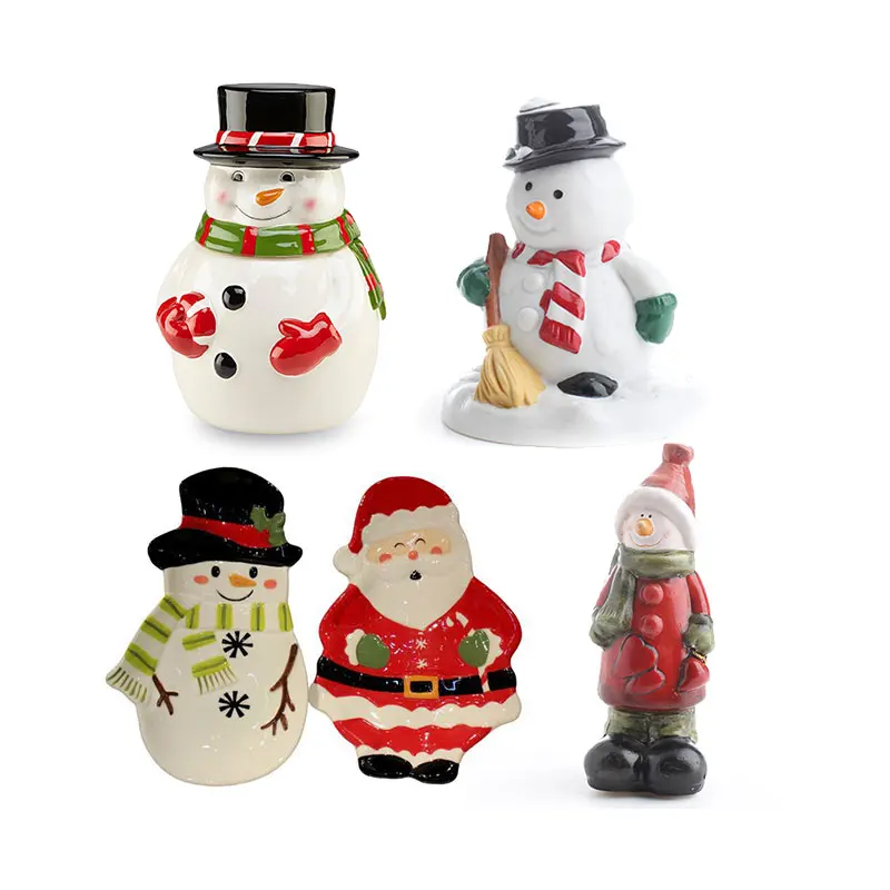 Custom Handmade High Quality Ceramic Santa Snowman Deer Claus Fairy Garden Miniatures Fairy Figures Terrarium Decoration