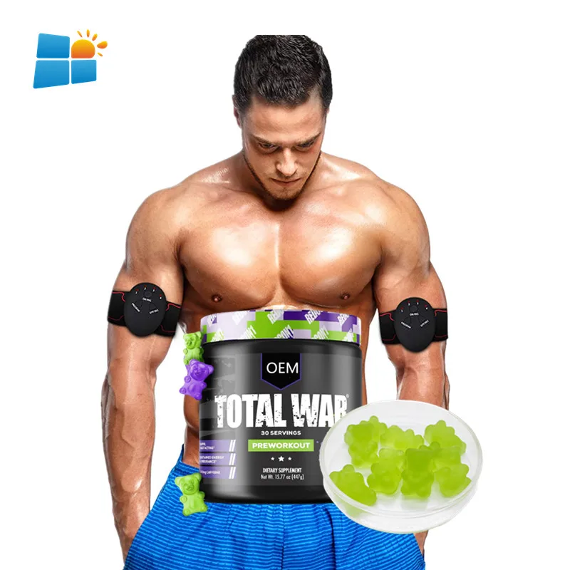 Free Design Private Label Preworkout gummy chews bear Supplement Creatine Monohydrate Preworkout Gummies for men and women