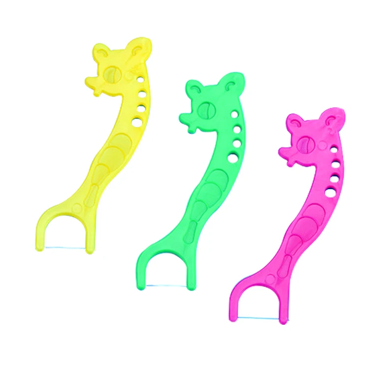 New Items Colored Animal Shape Dental Floss Picks Biodegradable Kids Floss