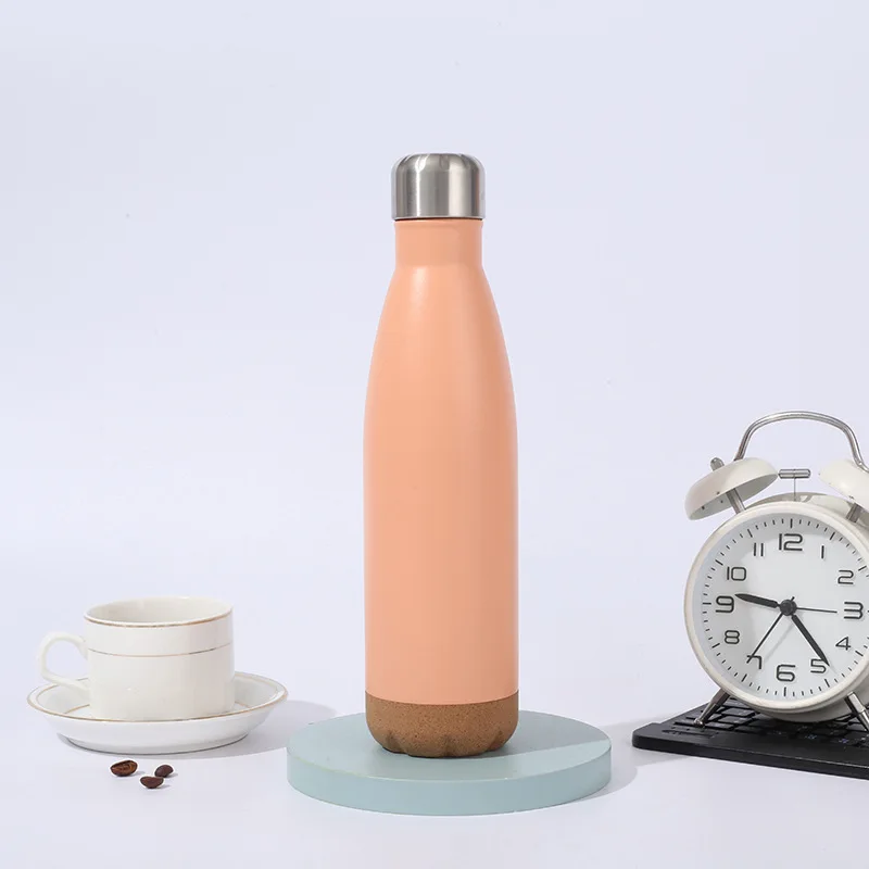 500ml Cola Shaped Sports Water Bottle 304 Stainless Steel Thermos Coffee Flasks Vacuum Drink Bottles With Cork Bottom