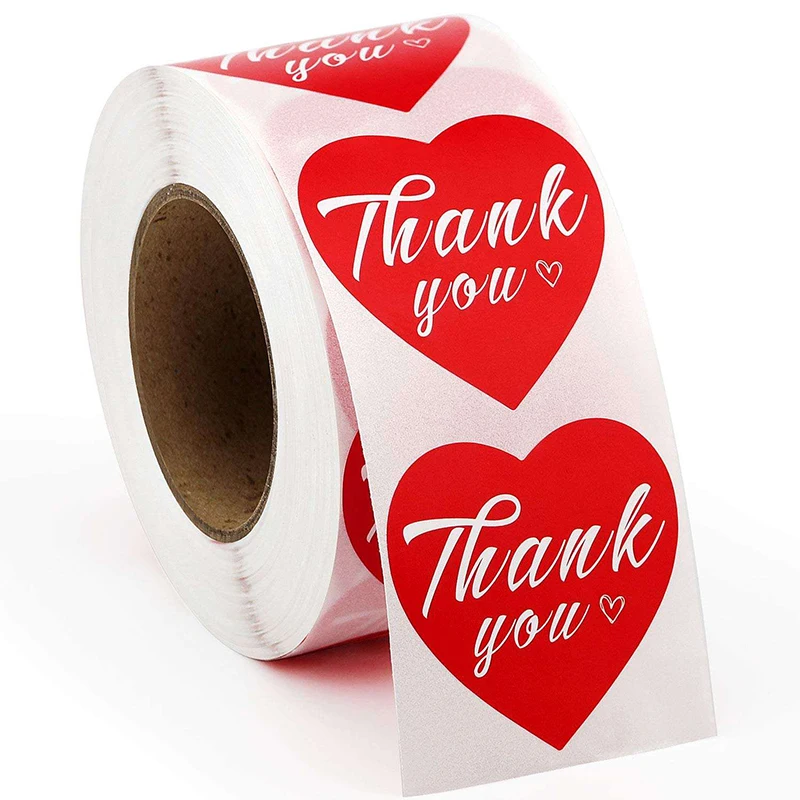 Paper Thank You U Label Sticker Roll for Your Order Stickers Custom Logo Big Sealing Brown Waterproof Vinyl Adhesive Sticker CMD