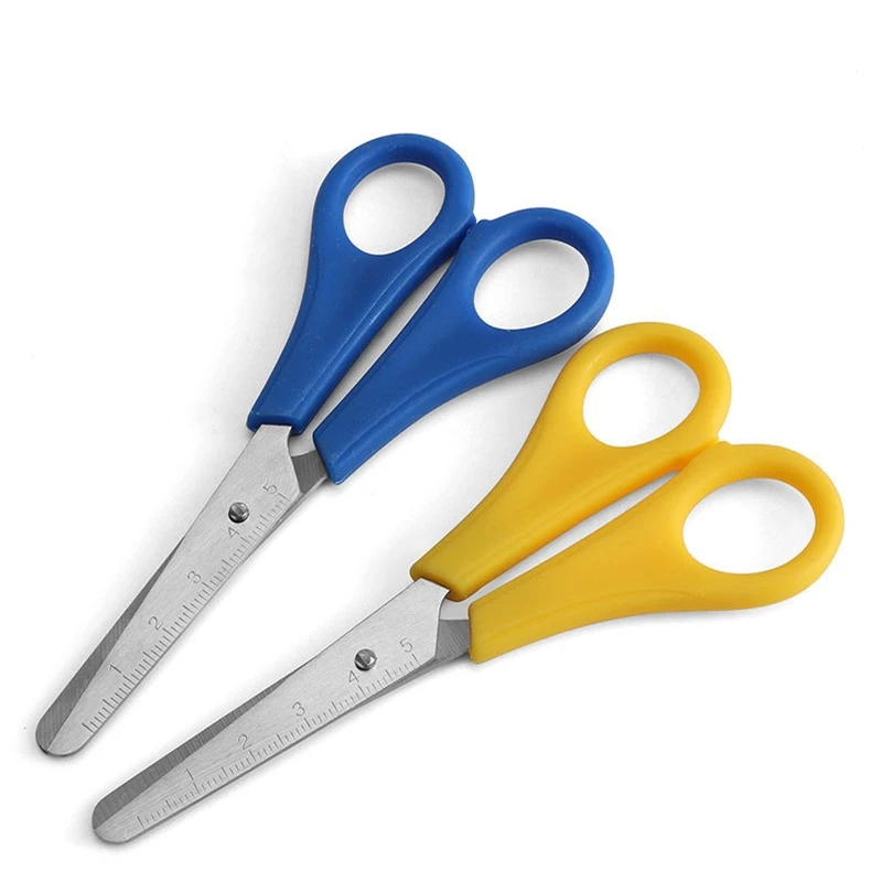 Хорошая цена офисные канцелярские ножницы из нержавеющей стали со шкалой для студентов линейка безопасности детей 5
