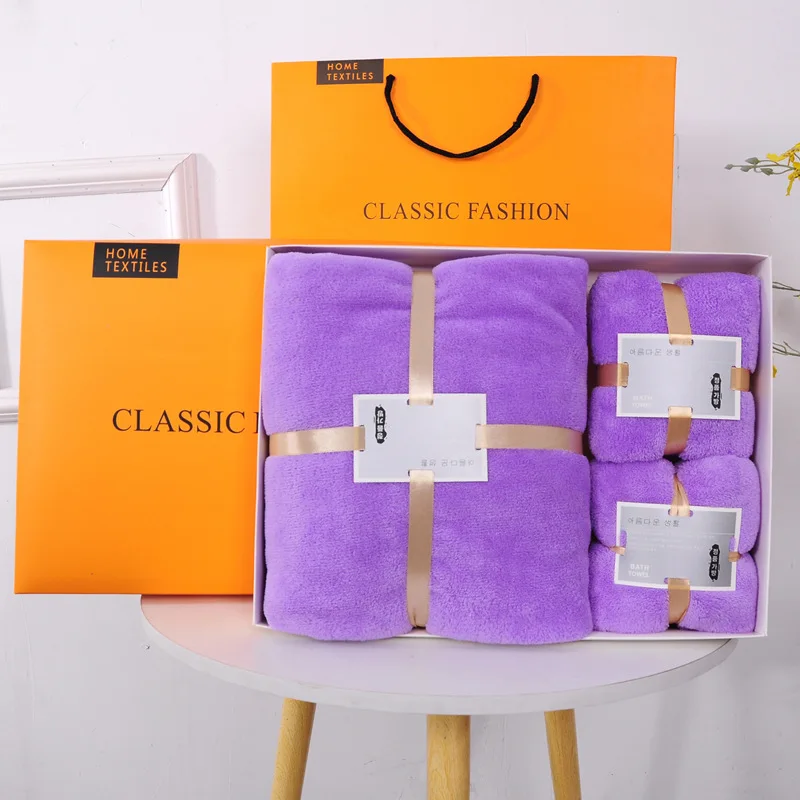 towels wholesale Bath Towel Microfiber  Coral Velvet Luxury Hotel Gift Box Bath Towels Set set Custom