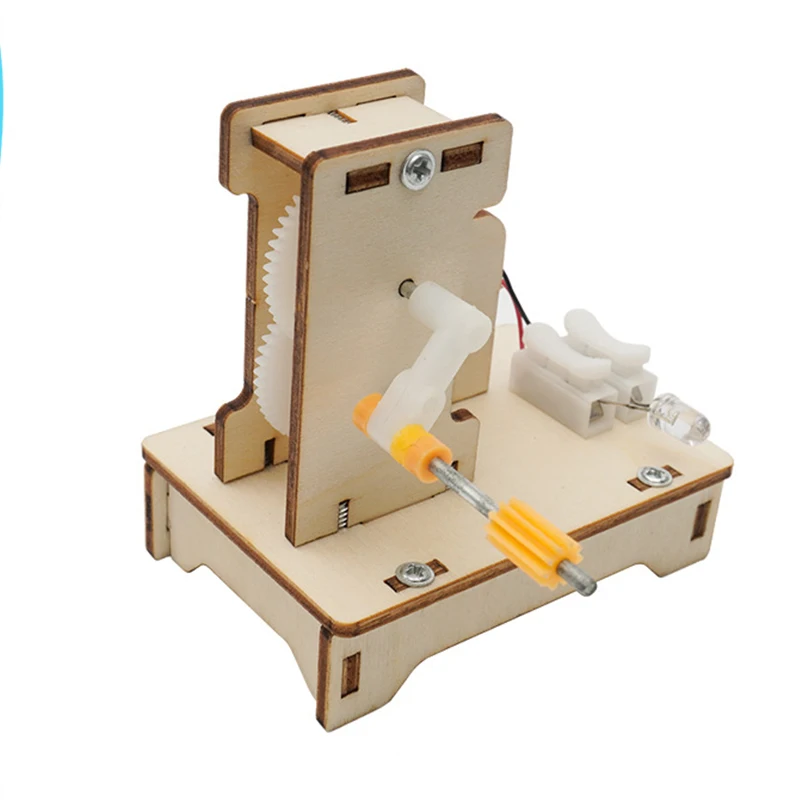 High Quality Wooden Hand Generator Diy Kit School Educational Teaching Equipment Science Physics Experiment Kit for Kids.