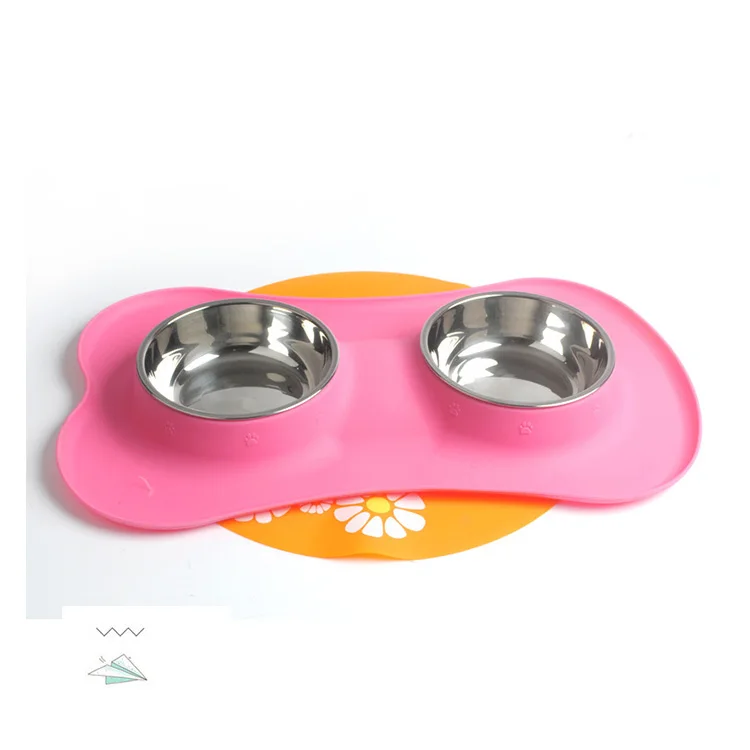 Экологичная Нескользящая нержавеющая сталь одинарная/двойная закругленная Силиконовая накладка pet bowl купить из Китая