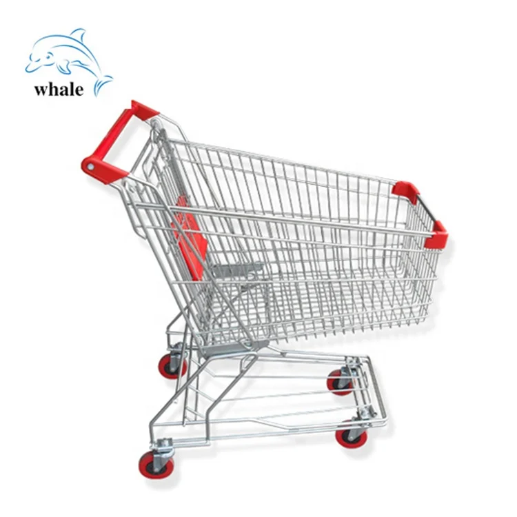 Wholesale store goods trolley plastic folding cart Steel Supermarket Shopping Trolley