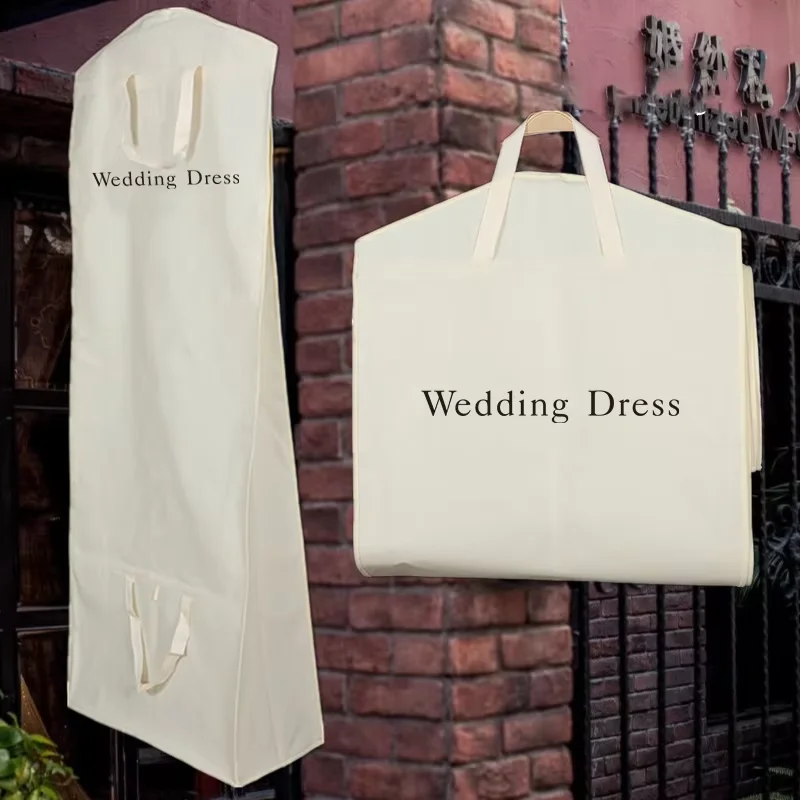Custom Logo Portable Foldable Bridal Dust Long Wedding Dress Cover Suit Garment Bag for Storage