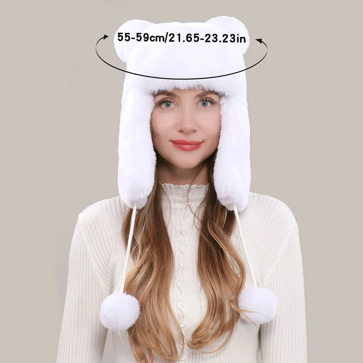 New Style Faux Fur Earmuffs Lei Feng Hat Ladies Winter Ski Windproof And Warm Artificial Rabbit Fur Cartoon Cat Ears Pilot Hat