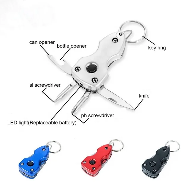 Multifunction Edc Tool Keychain With Led Light knife nice gift and promotion