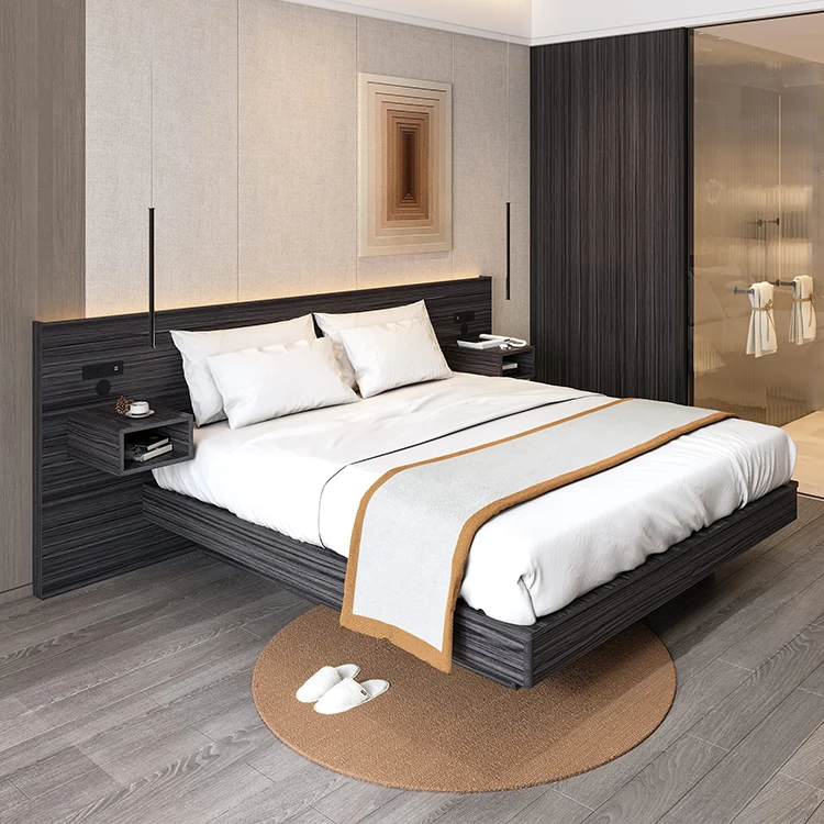 Hotel Bed Base, Custom Wood Frame and Headboard Furniture for Bedrooms