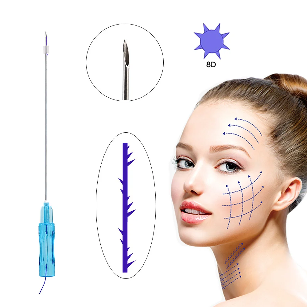 Korea Medical Spa Use Face Lifting 23G 90mm Sharp Needle COG 8D Barbed PDO Threads