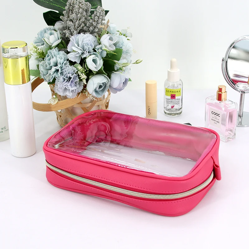 Wholesale TPU PVC Toilet wash Bag Waterproof Clear Transparent Beauty Toiletry Cosmetic Make Up Makeup Bag for Travel