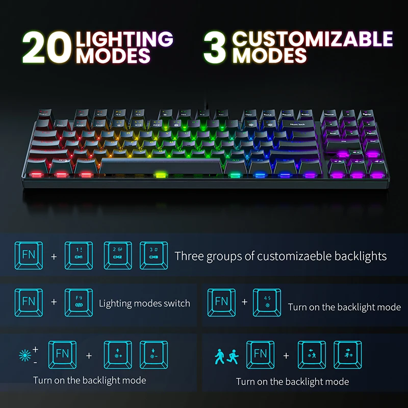 ONIKUMA G26 Optical Backlit Wired Mechanical Black RGB Gaming Keyboard And Mouse Combo