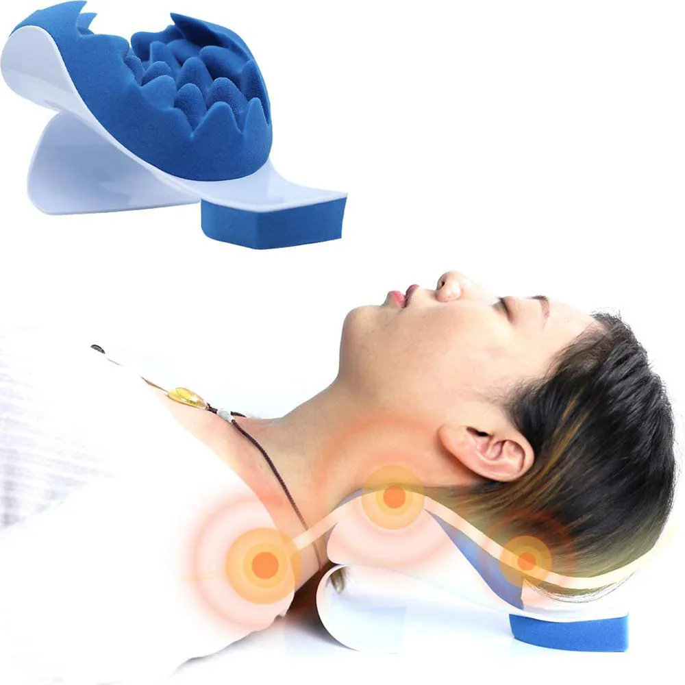 Neck and Shoulder Relaxer Cervical Traction Device for Pain Relief Cervical Spine Pillow Neck Stretcher Massage Pillow