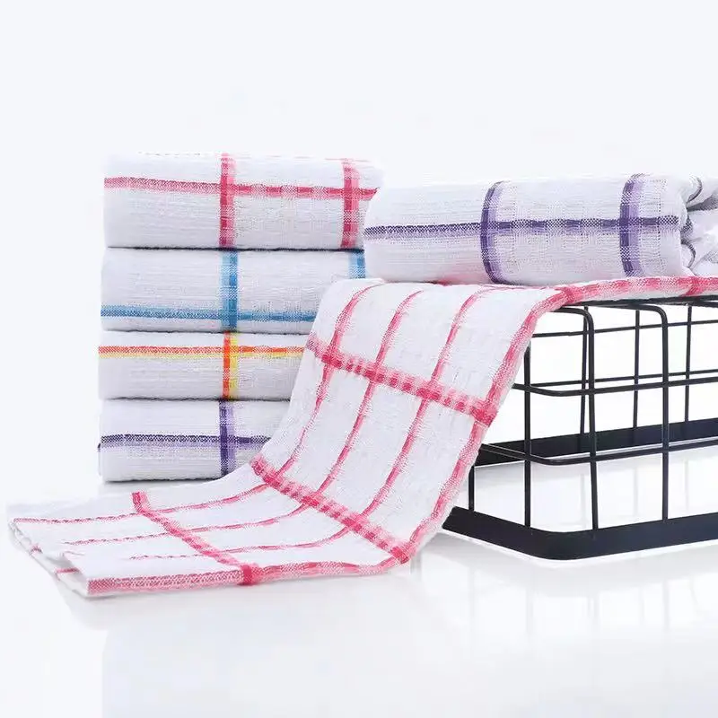 Набор T-06 полотенец из 100% хлопка на заказ, с волнистой печатной пряжей, окрашенная сжатая квадратная жаккардовая простая кухонная чайная Чистка льна