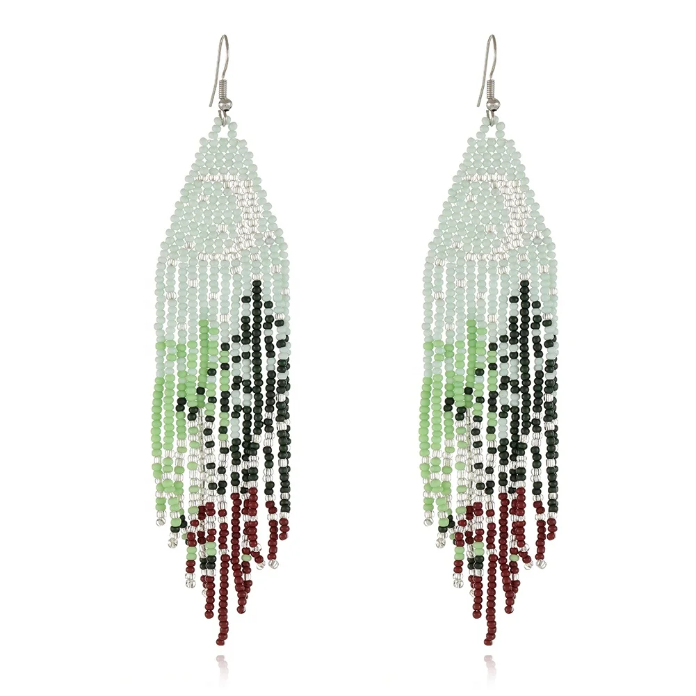 Wholesale Women Fashion Jewelry Exotic Landscape Earrings Boho Woven Seed Beads Earring For Women Jewelry