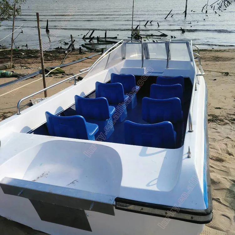 China high quality 8 passengers outboard engine Fiberglass  fishing speed boat