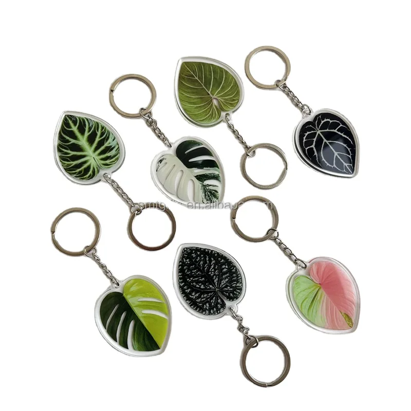 Factory Custom High Quality Acrylic Keychain Wholesale Plastic Simulation Plant Leaf Keychain