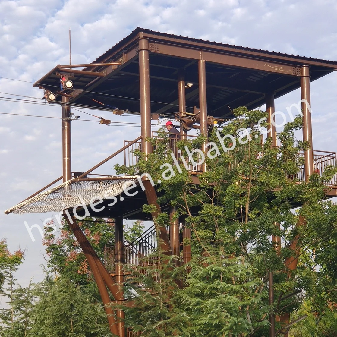 Popular Adult and Kids Adventure  Amusement Park Set Backyard Zip Line Equipment Kit Ziplines For Backyard With Good Quality