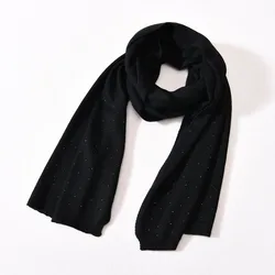 Winter Wholesale New Style Pure Color Shawls Shiny Rhinestone Design High Quality Cashmere Custom Long Scarf Knit