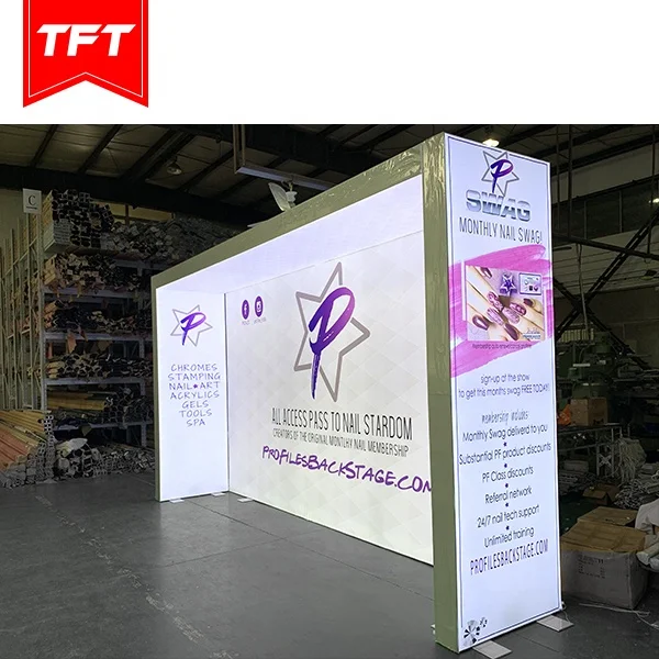 USA Portable Metal Frame Light Box For Mobile Freestanding Backlit Exhibition Booth Display 10Ft