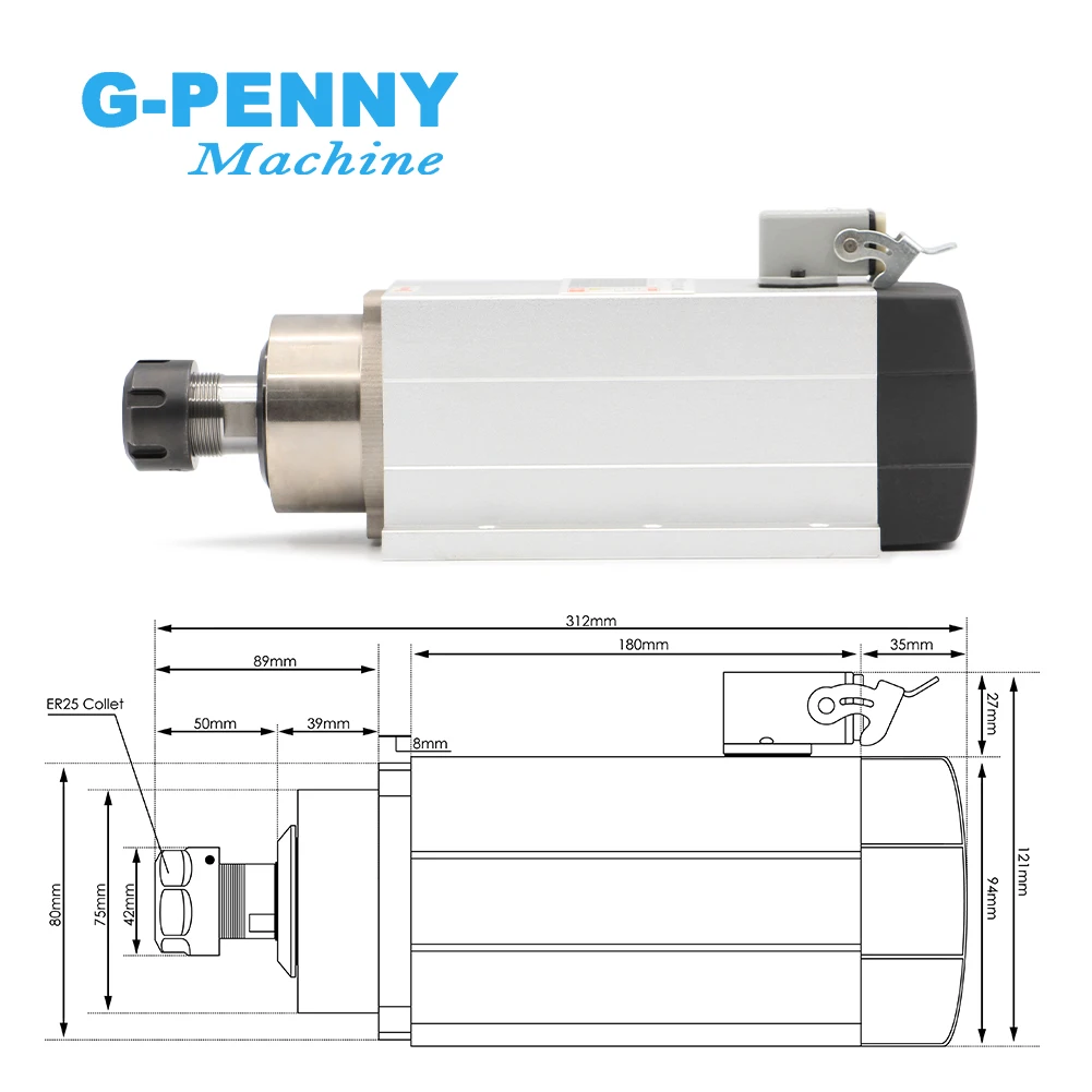 Новое поступление! 2.2kw ER25 220v/380v с воздушным охлаждением двигателя шпинделя фланцем 4 шт Керамические подшипники 2.2KW Fuling